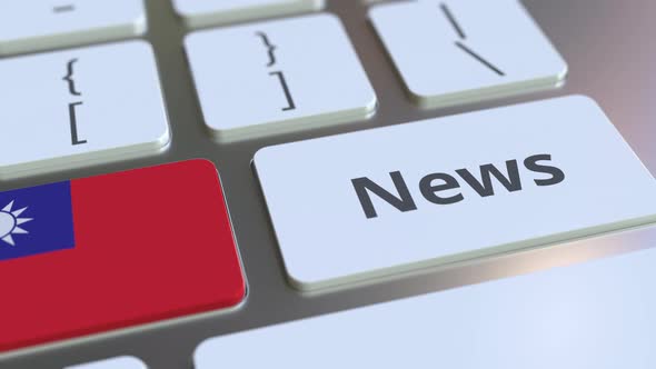 News Text and Flag of Taiwan on the Keys of a Keyboard alt