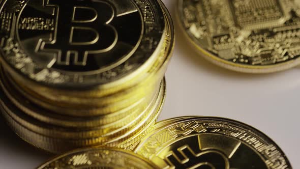Rotating shot of Bitcoins alt