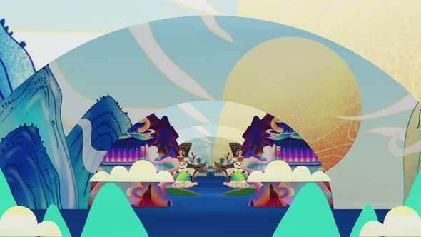 Chinese Cartoon Spring Festival Style Motion Graphic Background