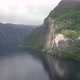 Aerial view of Seven Sisters Waterfall at Geirangerfjord, Norway