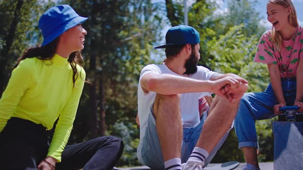 In a Urban Skate Park Smiling Large Excited Guys alt