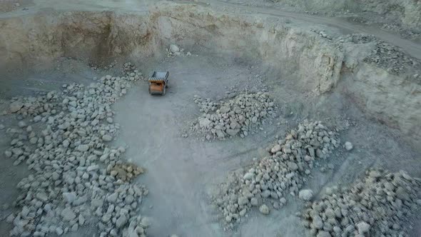 Aerial View of Opencast Mining Quarry with Lots of Machinery at Work  View From Above alt