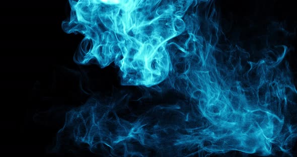 Blue abstract liquid particle moving downward. 