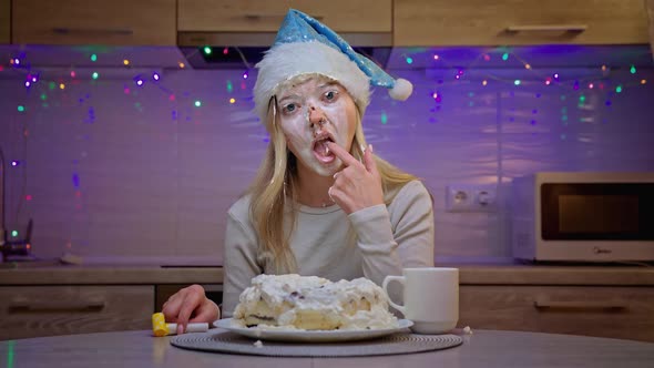 Portrait of Upset and Sad Lonely Blonde Girl on Christmas Holidays. Depressed Woman, Isolated at