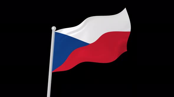 Czechia Flag Flying Wave Animated Black Background alt