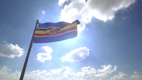 East African Community Flag on a Flagpole V4 - 4K alt
