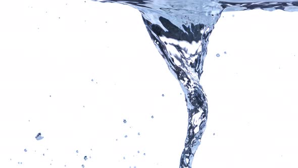 Super Slow Motion Shot of Water Whirl Isolated on White Background at 1000Fps alt