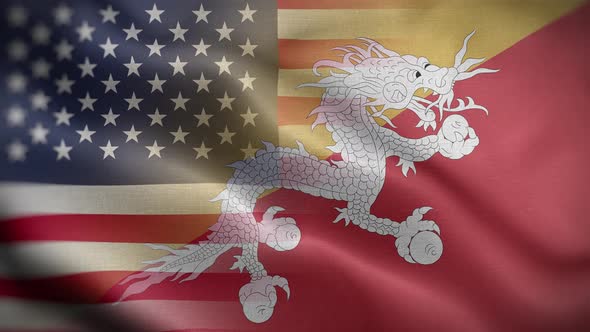 USA Bhutan Flag Loop Background 4K