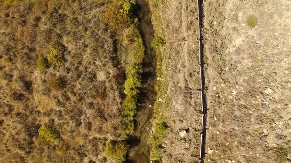 Aerial view of Kokanee Salmon spawning in a small river in Utah alt