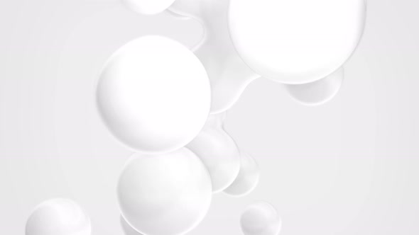 3d Abstract Bright White Metaballs Background