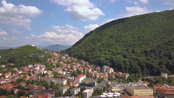 Aerial View of Brasov City Medieval Town Situated in Transylvania Romania alt