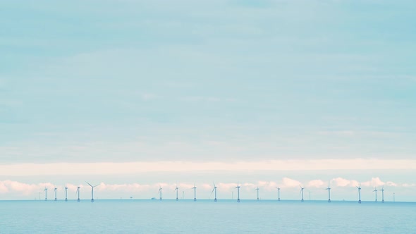 Offshore Wind Farm at Wind Energy Power Plant, a Sustainable Renewable Energy way of Generating Elec alt
