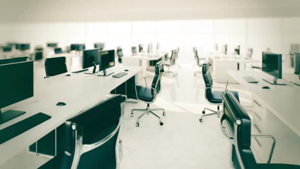 Seamless animation of walking through the modern office in morning. Loopable. HD