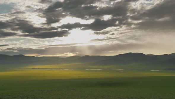 Sunset at the Unmanned Meadows of Central Asia alt