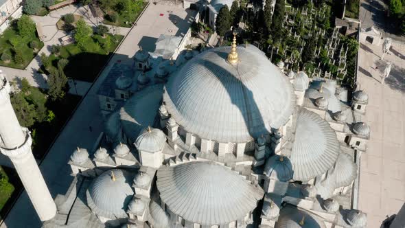 Fatih Mosque Dome And Golden Alem Aerial View 3