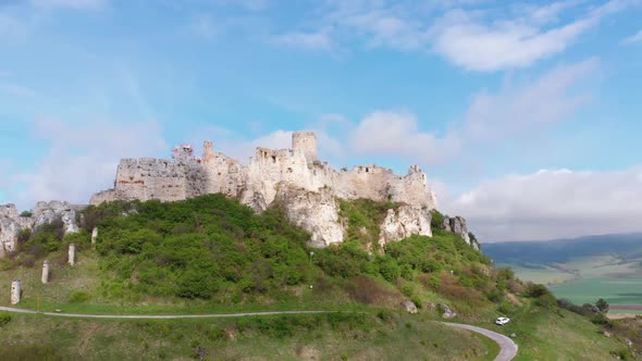 Aerial View on Spissky Hrad. Slovakia. The Ruins of Stone Castle on the Hill alt