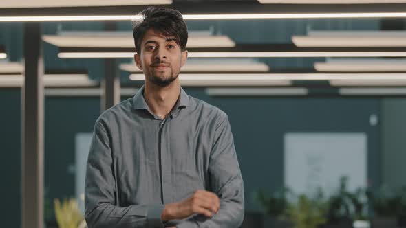 Portrait Dreaming Handsome Millennial Indian Arabian Young Man Hispanic Guy Businessman Male Worker alt