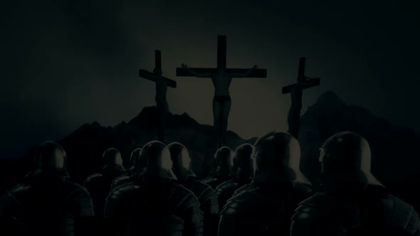 Roman Crucifixion Made By A Group Of Soldiers alt
