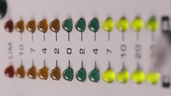 Vertical Video Macro Shot of Stereo LED Indicator on Mixing Console alt