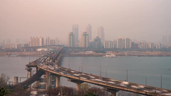 The Cheongsam Bridge in Seoul before the Sunset