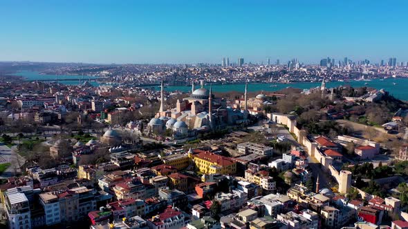 Hagia Sophia Aerial View with Drone from Istanbul Turkiye. 03 alt