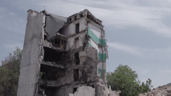 Borodyanka Ukraine  a Destroyed Building During the War Bucha District alt