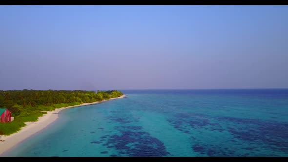 Aerial top view seascape of beautiful island beach journey by clear sea and white sand background of alt