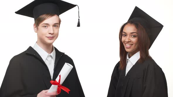 African American Young Graduate Female in Black Robe and Square Academical Cap Showing Ok While Her alt