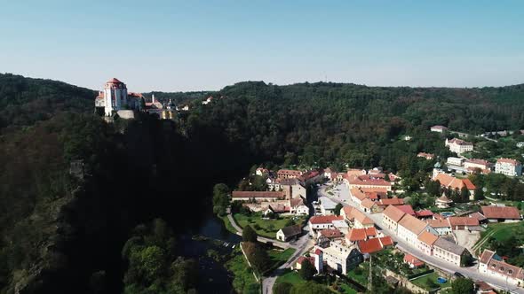 Aerial View on Vranov Castle in Czech Republic alt