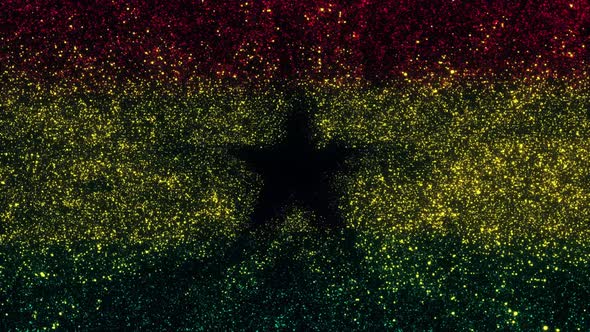Ghana Flag With Abstract Particles