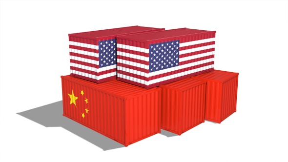 United States And China Cargo Container. Trade War Concept