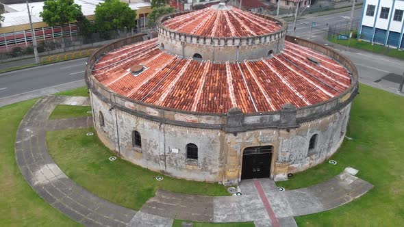 Paiol Theatre (Curitiba, Parana, Brazil)architecture, aerial view, drone footage alt