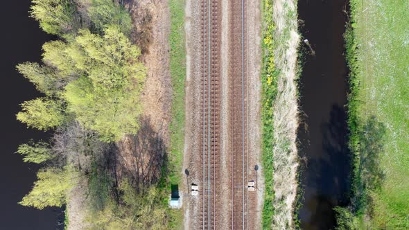 Aerial View of Railway Tracks, Holland