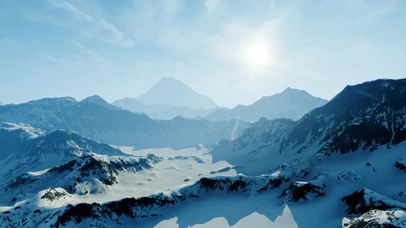 Mountain Landscape Panorama In Winter