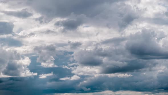 Timelapse of Gray Cumulus Clouds Moves in Blue Dramatic Sky Cirrus Cloud Space alt