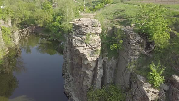 Aerial View To Granite Buky Canyon on the Hirskyi Takich River in Ukraine