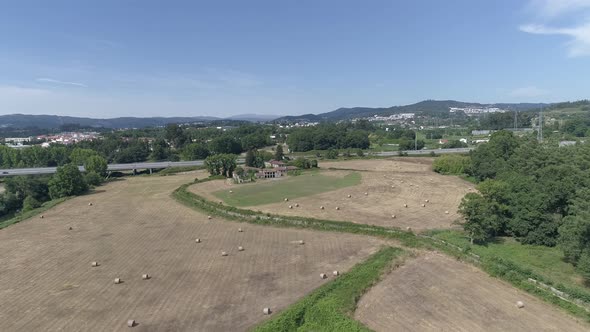 Aerial View of Haystack on Field alt