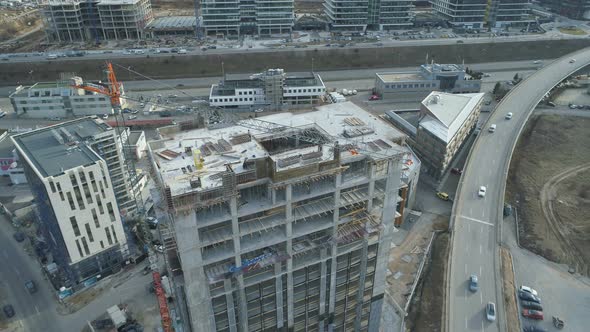 Tower Crane Working on Multi Storey Building in Sofia, Bulgaria alt