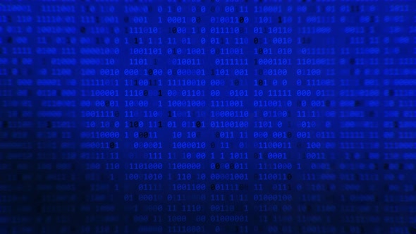 Abstract binary code for technology on blue background. 4K video.