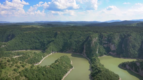 Meanders at Rocky River Uvac Gorge in Serbia alt
