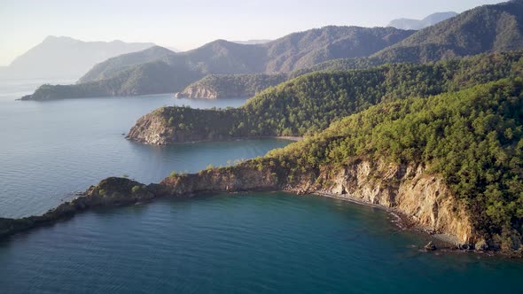 The drone view on the natural park among tracking path:"likya yolu" in South Turkey, Antalya alt