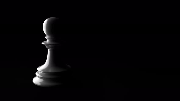 White Glossy Pawn on Dark Background alt