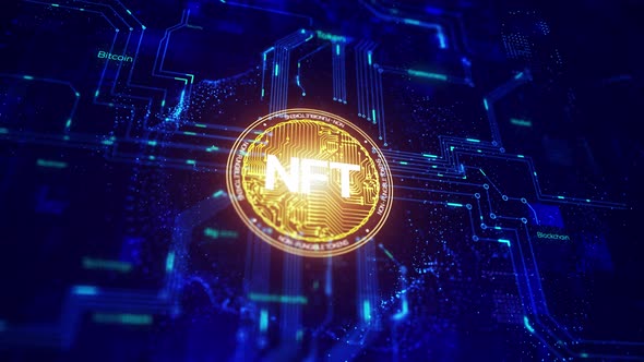 NFT and Crypto Technology with circuit connection alt