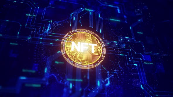 NFT and Crypto Technology with circuit connection
