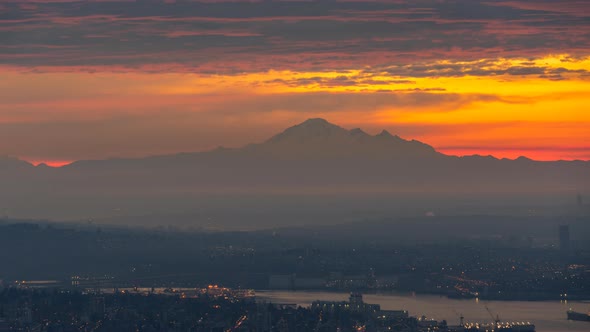 Sunrise in Vancouver British Columbia over Baker Mountain alt