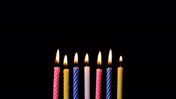 Birthday Candles on Black Background  Stock Footage