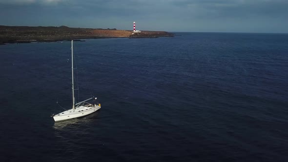 View From the Height of the Yacht Near the Lighthouse Off the Coast of Tenerife Canary Islands Spain alt