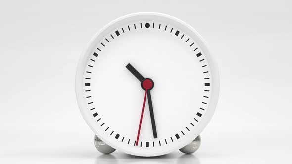 Clock face with hour minute and second hands about 10 o clock on white background