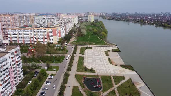 New residential buildings. Krasnodar. The Kuban River. alt