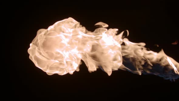 Super Slow Motion Shot of Fire Flame Isolated on Black Background alt